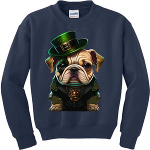 St Patricks Day Irish Bulldog Cute St Pattys Day Bulldog Kids Sweatshirt