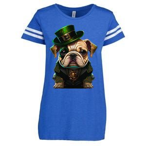 St Patricks Day Irish Bulldog Cute St Pattys Day Bulldog Enza Ladies Jersey Football T-Shirt