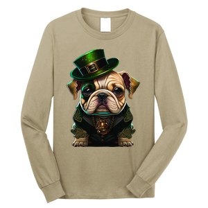 St Patricks Day Irish Bulldog Cute St Pattys Day Bulldog Long Sleeve Shirt