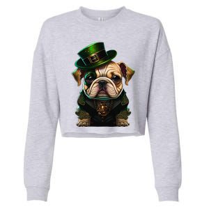 St Patricks Day Irish Bulldog Cute St Pattys Day Bulldog Cropped Pullover Crew