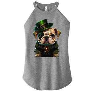 St Patricks Day Irish Bulldog Cute St Pattys Day Bulldog Women's Perfect Tri Rocker Tank