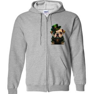 St Patricks Day Irish Bulldog Cute St Pattys Day Bulldog Full Zip Hoodie