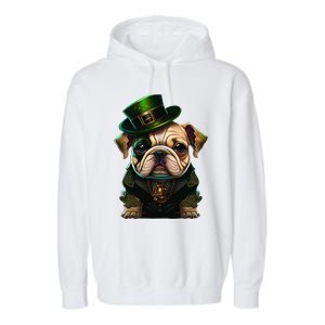 St Patricks Day Irish Bulldog Cute St Pattys Day Bulldog Garment-Dyed Fleece Hoodie