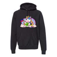 St. Patricks Day Irish Unicorn Haiti Haitian Ayiti Flag Premium Hoodie