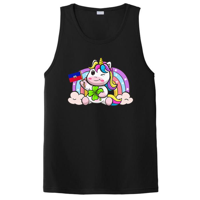 St. Patricks Day Irish Unicorn Haiti Haitian Ayiti Flag PosiCharge Competitor Tank