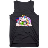 St. Patricks Day Irish Unicorn Haiti Haitian Ayiti Flag Tank Top