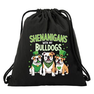 St PatrickS Day Irish Bulldog Dogs Shenanigan Shamrock Cool Gift Drawstring Bag