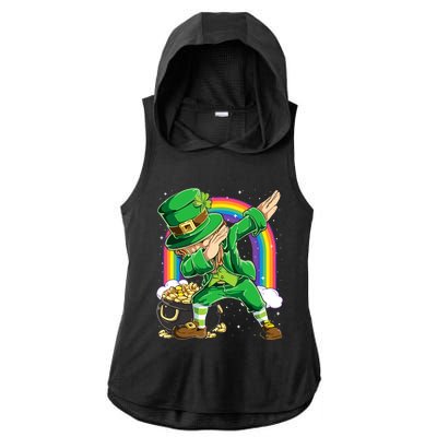 St Patricks Day Dabbing Leprechaun Dab Dance Ladies PosiCharge Tri-Blend Wicking Draft Hoodie Tank