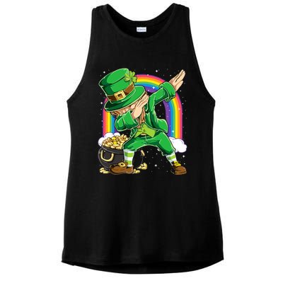 St Patricks Day Dabbing Leprechaun Dab Dance Ladies PosiCharge Tri-Blend Wicking Tank