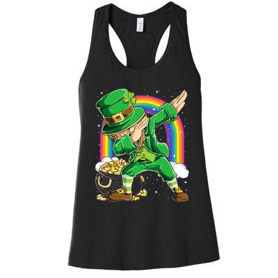 St Patricks Day Dabbing Leprechaun Dab Dance Women's Racerback Tank