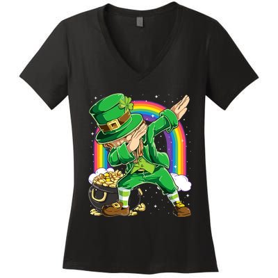 St Patricks Day Dabbing Leprechaun Dab Dance Women's V-Neck T-Shirt