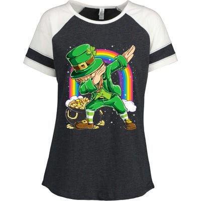 St Patricks Day Dabbing Leprechaun Dab Dance Enza Ladies Jersey Colorblock Tee