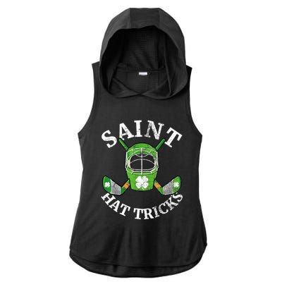 St Patricks Day Saint Hat Tricks Hockey Shamrock Kids Boys Ladies PosiCharge Tri-Blend Wicking Draft Hoodie Tank