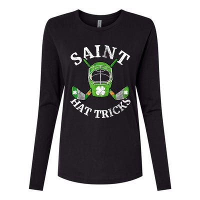 St Patricks Day Saint Hat Tricks Hockey Shamrock Kids Boys Womens Cotton Relaxed Long Sleeve T-Shirt