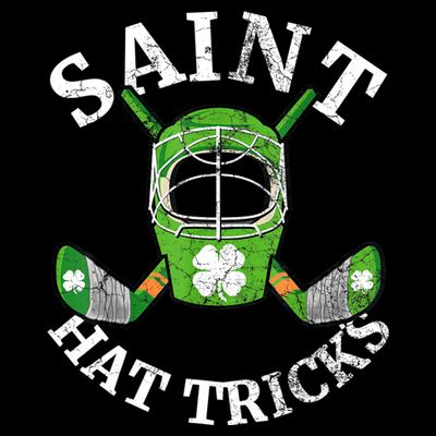 St Patricks Day Saint Hat Tricks Hockey Shamrock Kids Boys T-Shirt