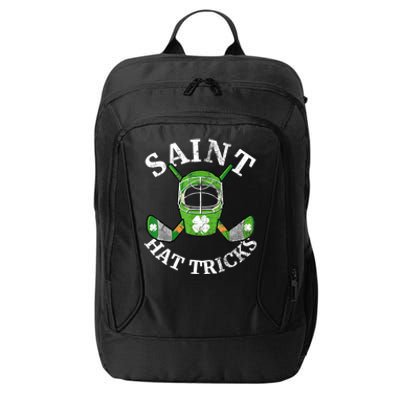 St Patricks Day Saint Hat Tricks Hockey Shamrock Kids Boys City Backpack