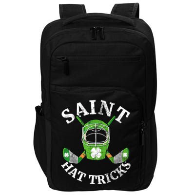 St Patricks Day Saint Hat Tricks Hockey Shamrock Kids Boys Impact Tech Backpack