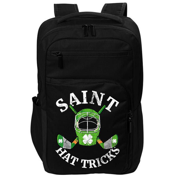 St Patricks Day Saint Hat Tricks Hockey Shamrock Kids Boys Impact Tech Backpack