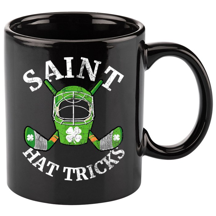 St Patricks Day Saint Hat Tricks Hockey Shamrock Kids Boys 11oz C Handle Ceramic Mug