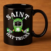 St Patricks Day Saint Hat Tricks Hockey Shamrock Kids Boys 11oz C Handle Ceramic Mug