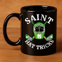 St Patricks Day Saint Hat Tricks Hockey Shamrock Kids Boys 11oz C Handle Ceramic Mug