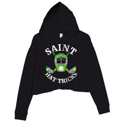 St Patricks Day Saint Hat Tricks Hockey Shamrock Kids Boys Crop Fleece Hoodie