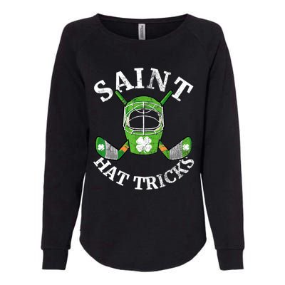 St Patricks Day Saint Hat Tricks Hockey Shamrock Kids Boys Womens California Wash Sweatshirt