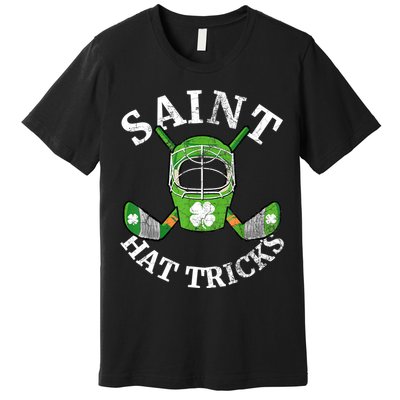 St Patricks Day Saint Hat Tricks Hockey Shamrock Kids Boys Premium T-Shirt