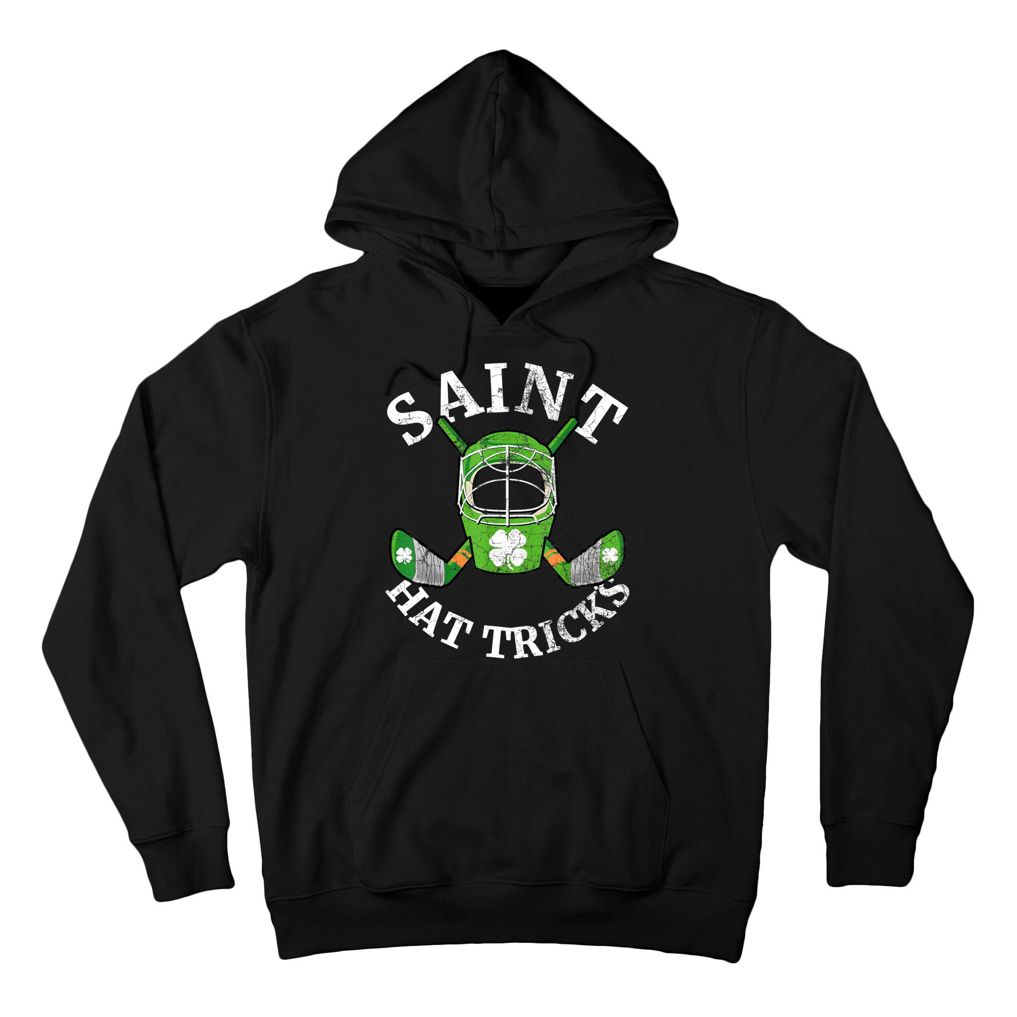 St Patricks Day Saint Hat Tricks Hockey Shamrock Kids Boys Tall Hoodie