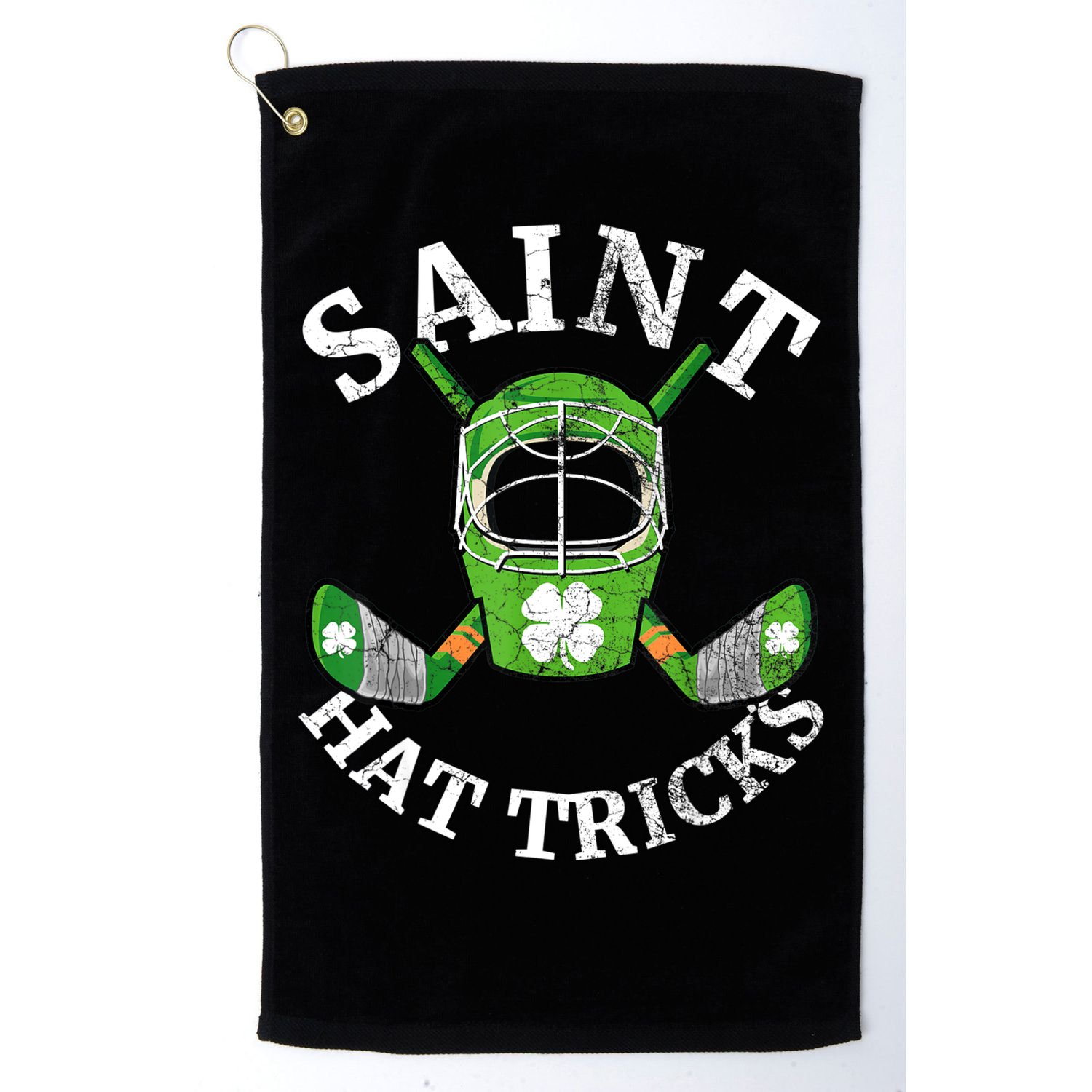 St Patricks Day Saint Hat Tricks Hockey Shamrock Kids Boys Golf Towel
