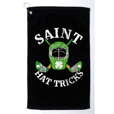 St Patricks Day Saint Hat Tricks Hockey Shamrock Kids Boys Platinum Collection Golf Towel