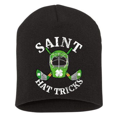 St Patricks Day Saint Hat Tricks Hockey Shamrock Kids Boys Short Acrylic Beanie
