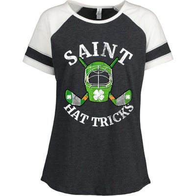 St Patricks Day Saint Hat Tricks Hockey Shamrock Kids Boys Enza Ladies Jersey Colorblock Tee