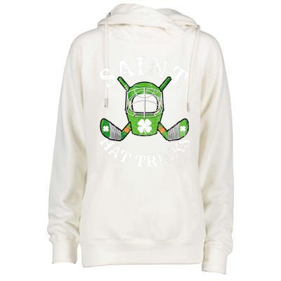 St Patricks Day Saint Hat Tricks Hockey Shamrock Kids Boys Womens Funnel Neck Pullover Hood