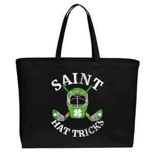 St Patricks Day Saint Hat Tricks Hockey Shamrock Kids Boys Cotton Canvas Jumbo Tote