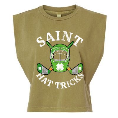 St Patricks Day Saint Hat Tricks Hockey Shamrock Kids Boys Garment-Dyed Women's Muscle Tee