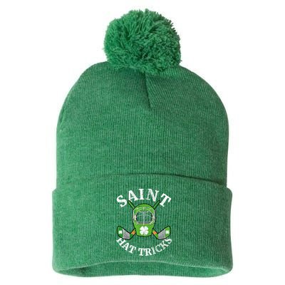 St Patricks Day Saint Hat Tricks Hockey Shamrock Kids Boys Pom Pom 12in Knit Beanie