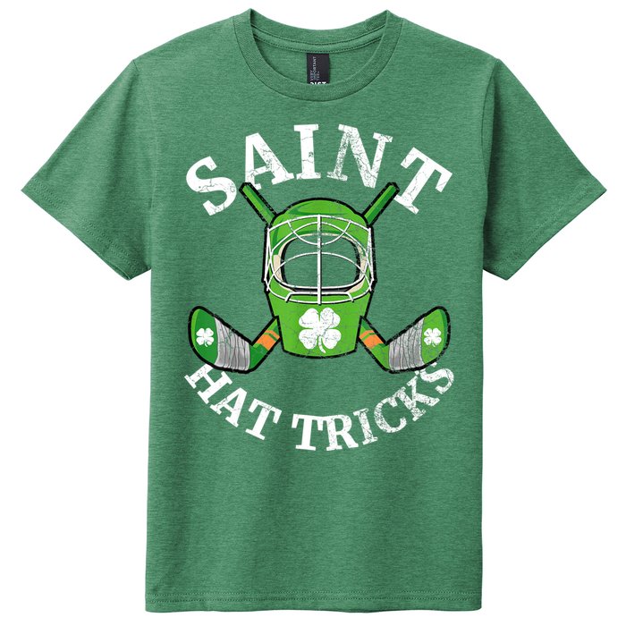 St Patricks Day Saint Hat Tricks Hockey Shamrock Kids Boys Kids T-Shirt