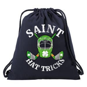 St Patricks Day Saint Hat Tricks Hockey Shamrock Kids Boys Drawstring Bag