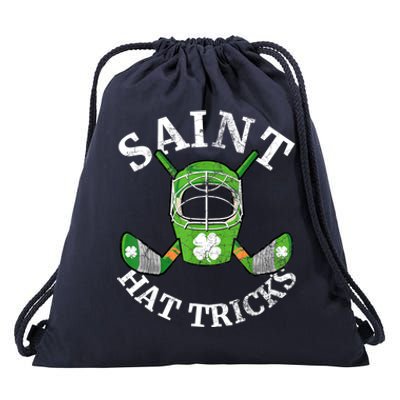 St Patricks Day Saint Hat Tricks Hockey Shamrock Kids Boys Drawstring Bag