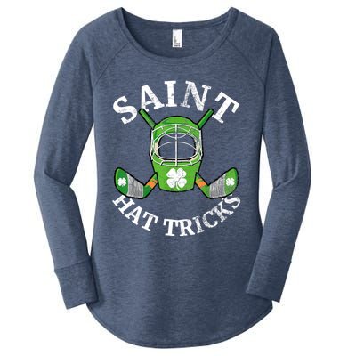 St Patricks Day Saint Hat Tricks Hockey Shamrock Kids Boys Women's Perfect Tri Tunic Long Sleeve Shirt