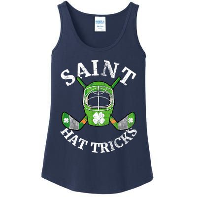 St Patricks Day Saint Hat Tricks Hockey Shamrock Kids Boys Ladies Essential Tank