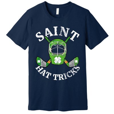 St Patricks Day Saint Hat Tricks Hockey Shamrock Kids Boys Premium T-Shirt