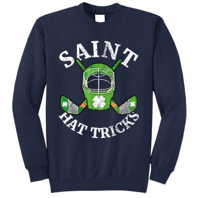 St Patricks Day Saint Hat Tricks Hockey Shamrock Kids Boys Tall Sweatshirt