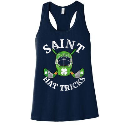 St Patricks Day Saint Hat Tricks Hockey Shamrock Kids Boys Women's Racerback Tank