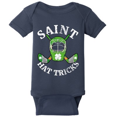 St Patricks Day Saint Hat Tricks Hockey Shamrock Kids Boys Baby Bodysuit