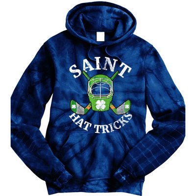 St Patricks Day Saint Hat Tricks Hockey Shamrock Kids Boys Tie Dye Hoodie