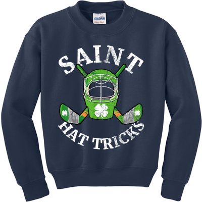 St Patricks Day Saint Hat Tricks Hockey Shamrock Kids Boys Kids Sweatshirt