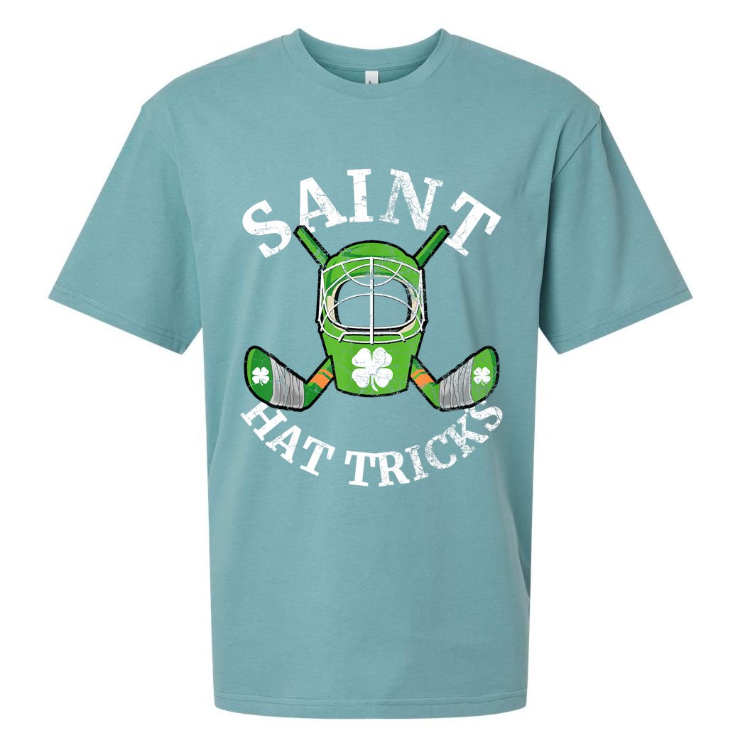 St Patricks Day Saint Hat Tricks Hockey Shamrock Kids Boys Sueded Cloud Jersey T-Shirt