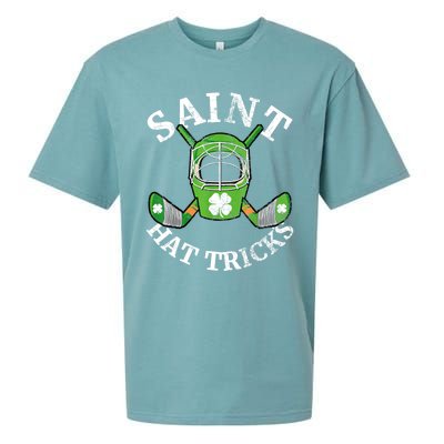 St Patricks Day Saint Hat Tricks Hockey Shamrock Kids Boys Sueded Cloud Jersey T-Shirt